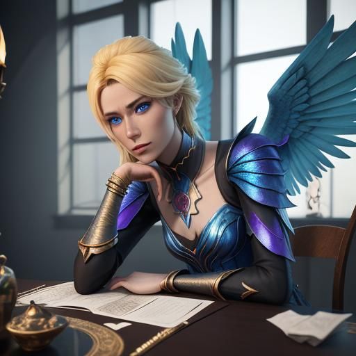 Pixar Style Tarot Reader with Broken Wing