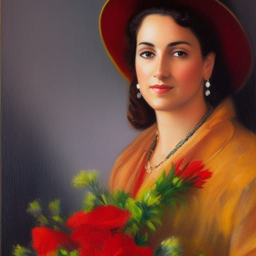 Floral Portrait of a Woman in Digital Art Style