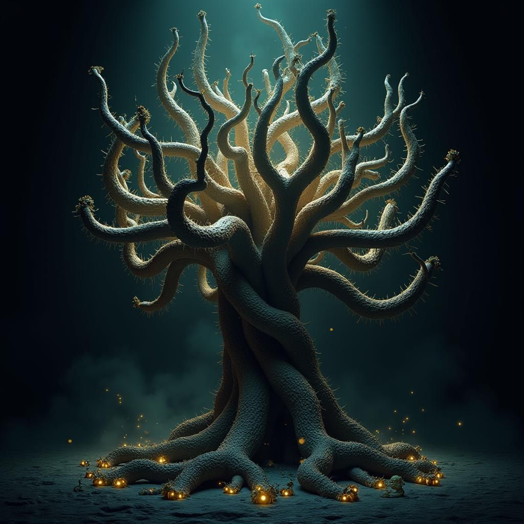 Majestic Cactus Chandelier in Dark Fantasy Style