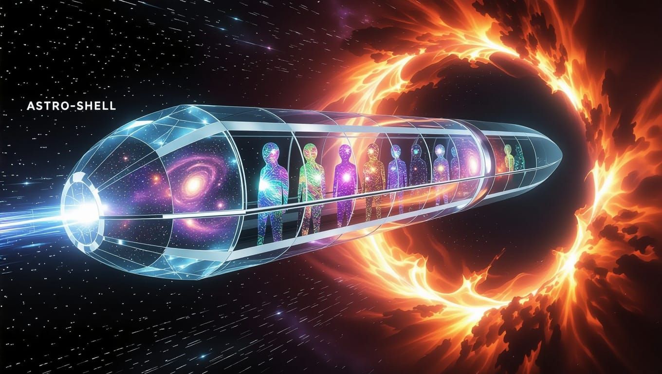 Cosmic Vessel Emerges from Wormhole in Vibrant, Iridescent C...