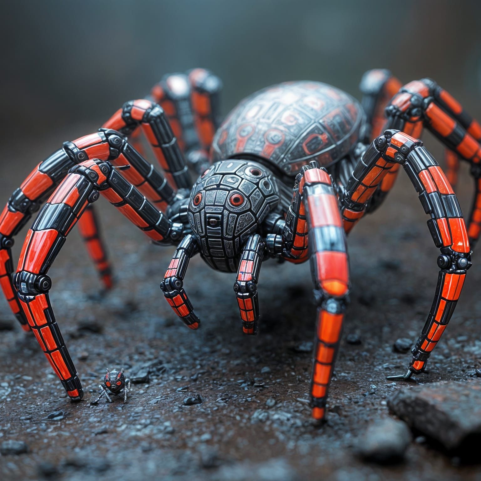 Mechanical Futuristic Spider Legs in Vibrant Candystriped Me...