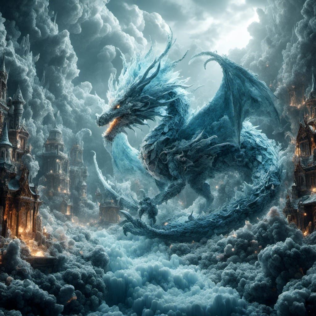 Ice Dragon Digital Matte Painting