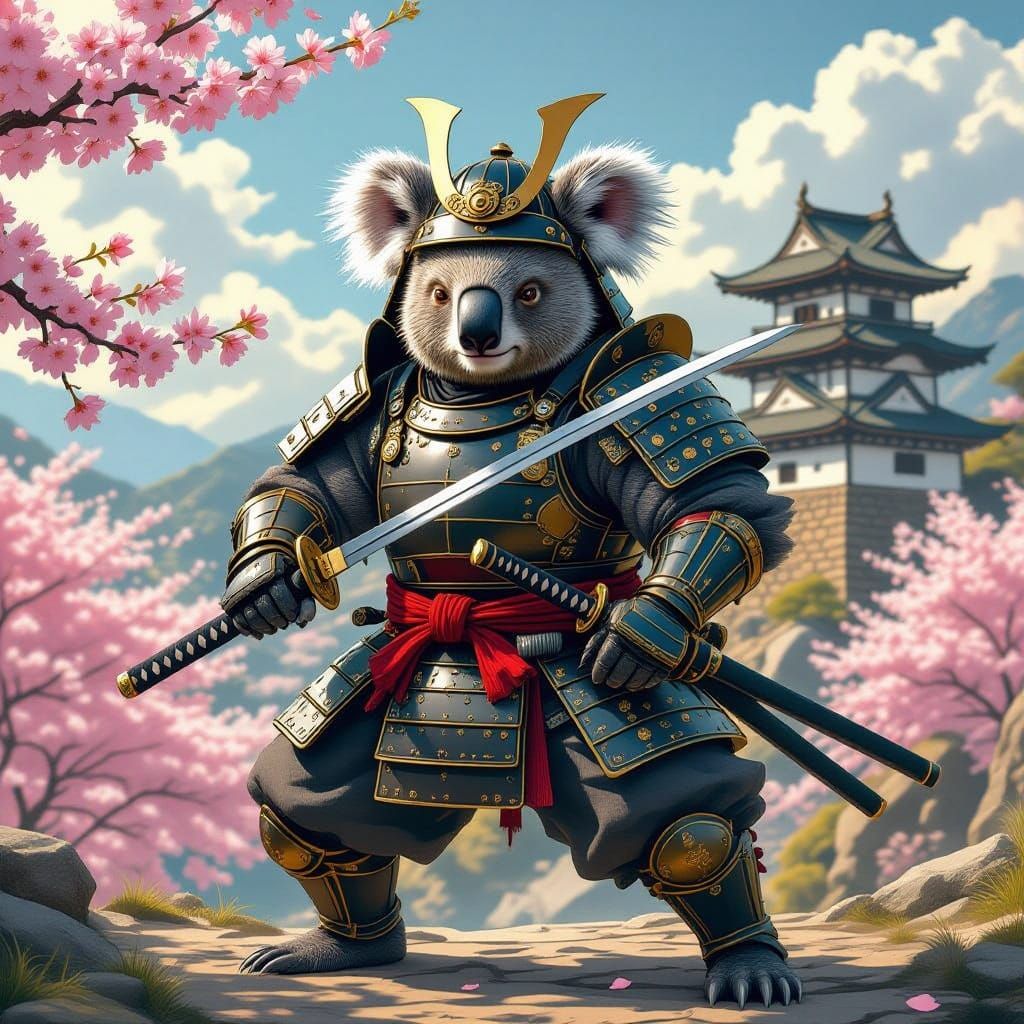 Anthropomorphic Koala Samurai in Kevlar Armor