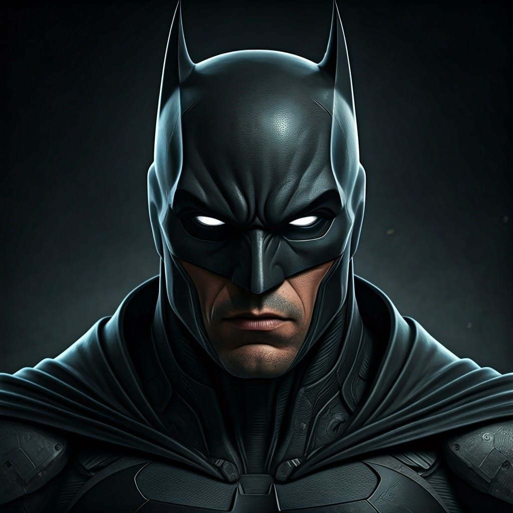 Intimidating Batman Portrait in Gritty Cyberpunk Style