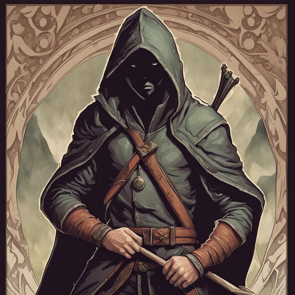 Hooded Archer in Dungeons and Dragons Style