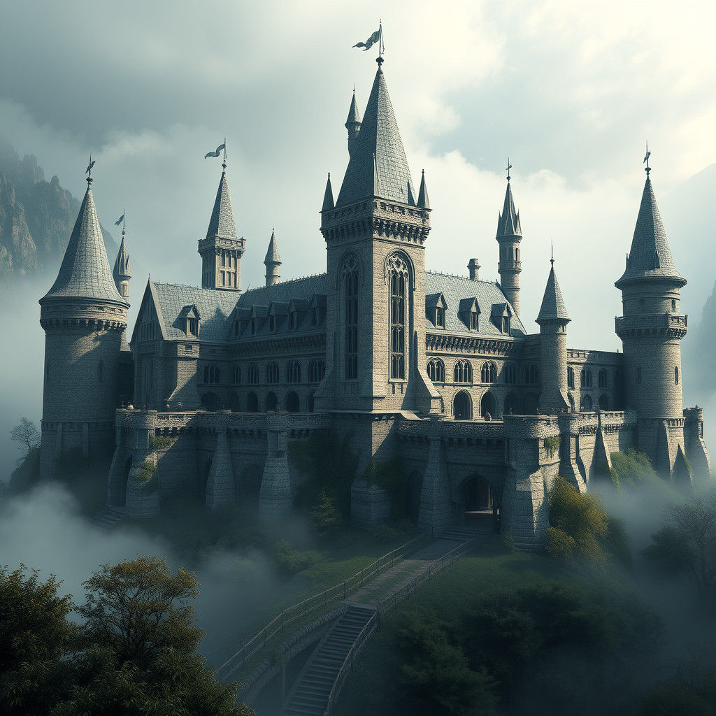 Majestic Medieval Castle in Mystical Landscape