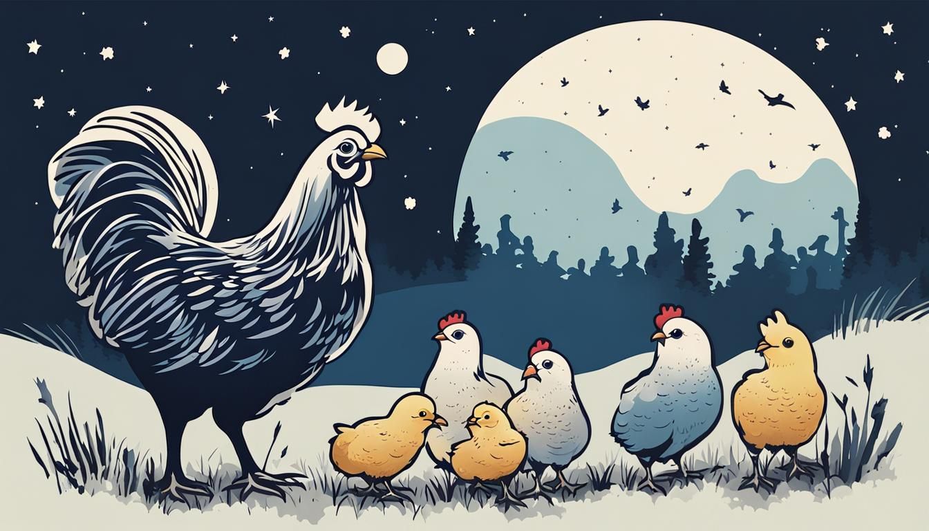 Minimalist Mother Hen and Chicks Poster Art