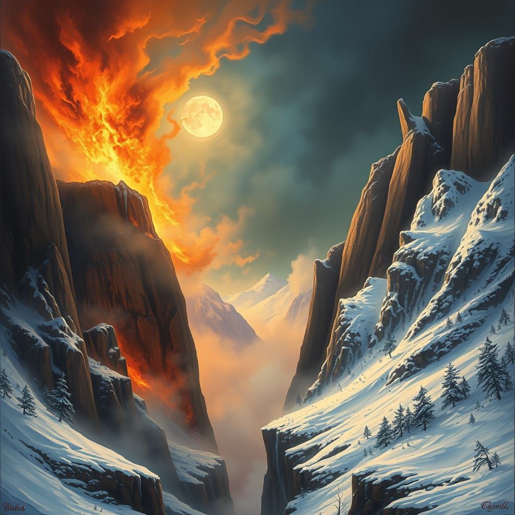 Inferno Meets Serenity: A Landscape of Contrasts