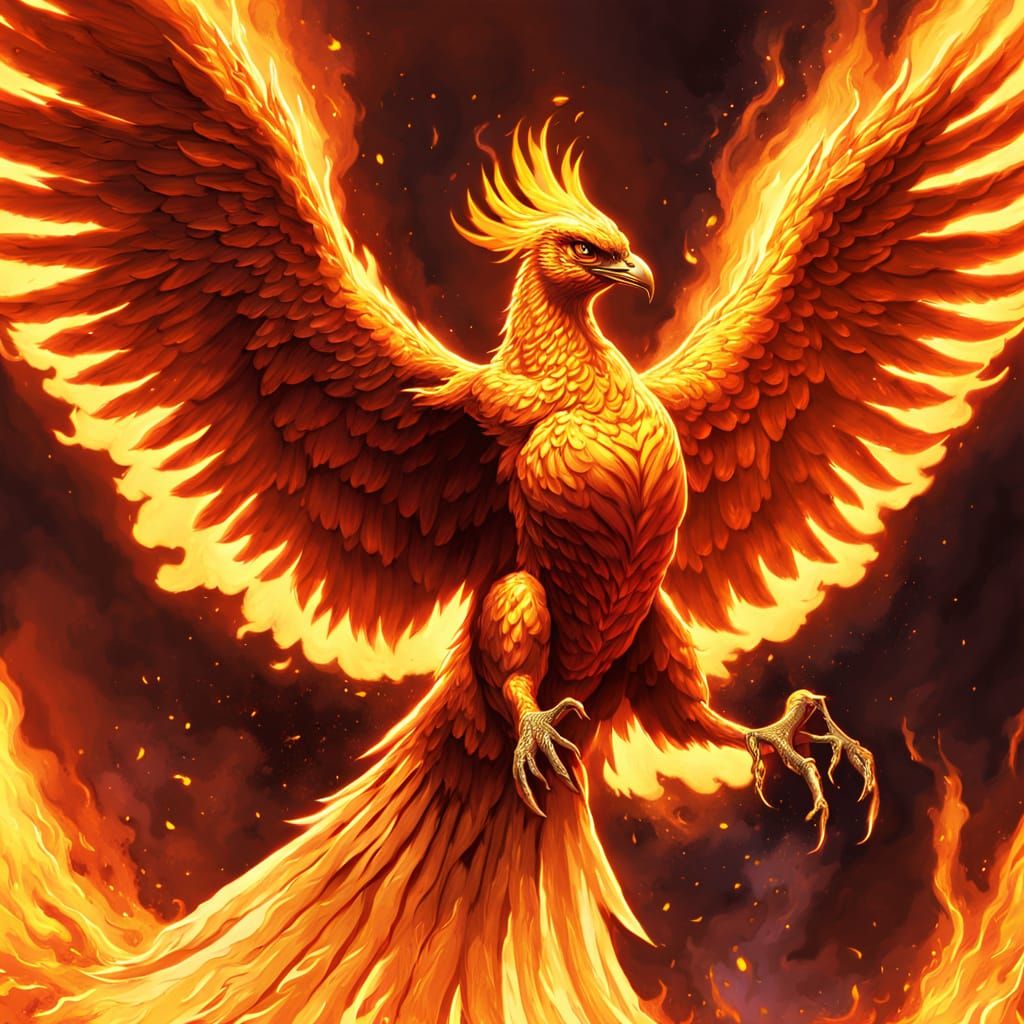 Phoenix Rises from Ashes in Vibrant Comic Book Art Style