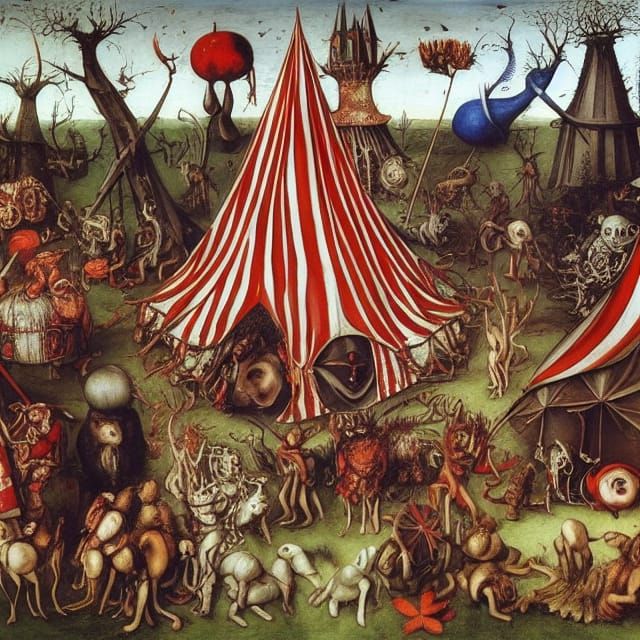Sinister Medieval Circus in Gothic Fantasy Style