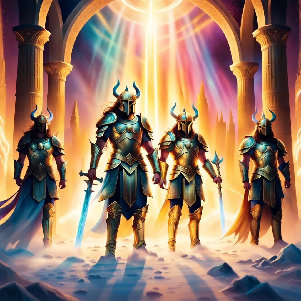 Valhalla's Warriors in Astral Cosmic Illustration