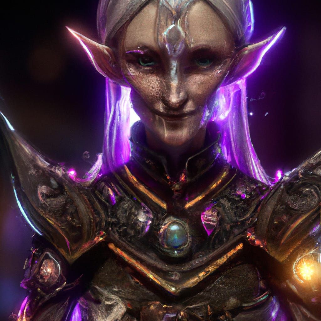 Cyberpunk Drow Elf Shaman Portrait