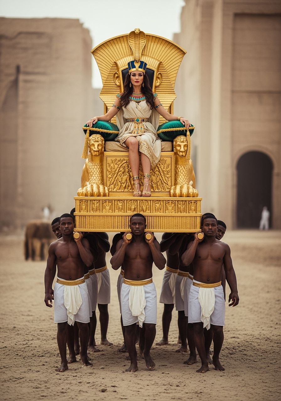 Egyptian Queen on Sphinx Throne