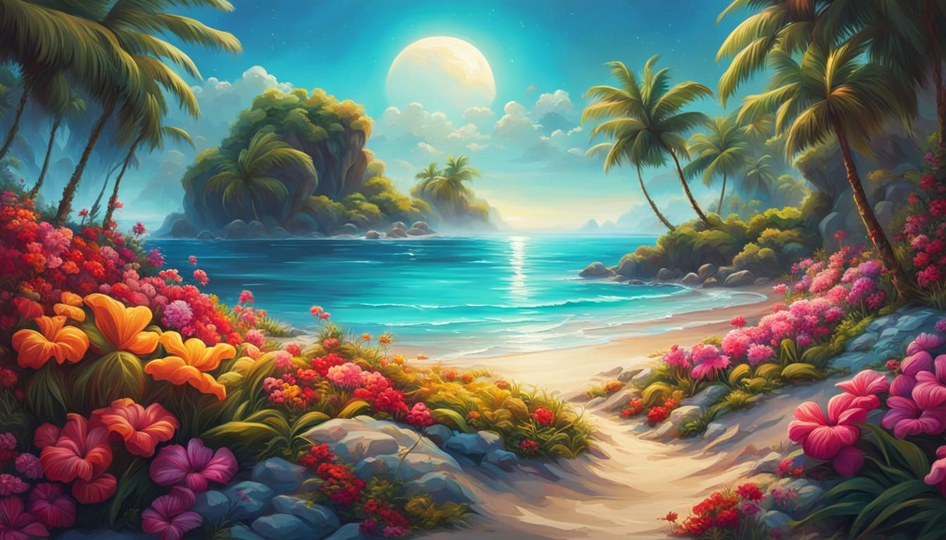 Fantasy Island Beach with Cosmic Colors
