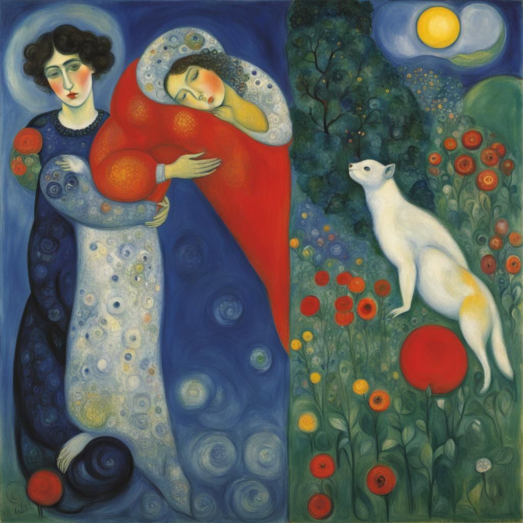 Dreamlike Figures in Vivid Expressionist Style