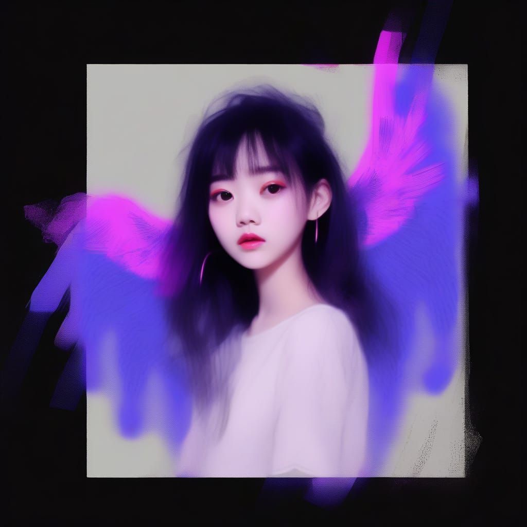 Digital Smear Painting of a Woman on Tablet