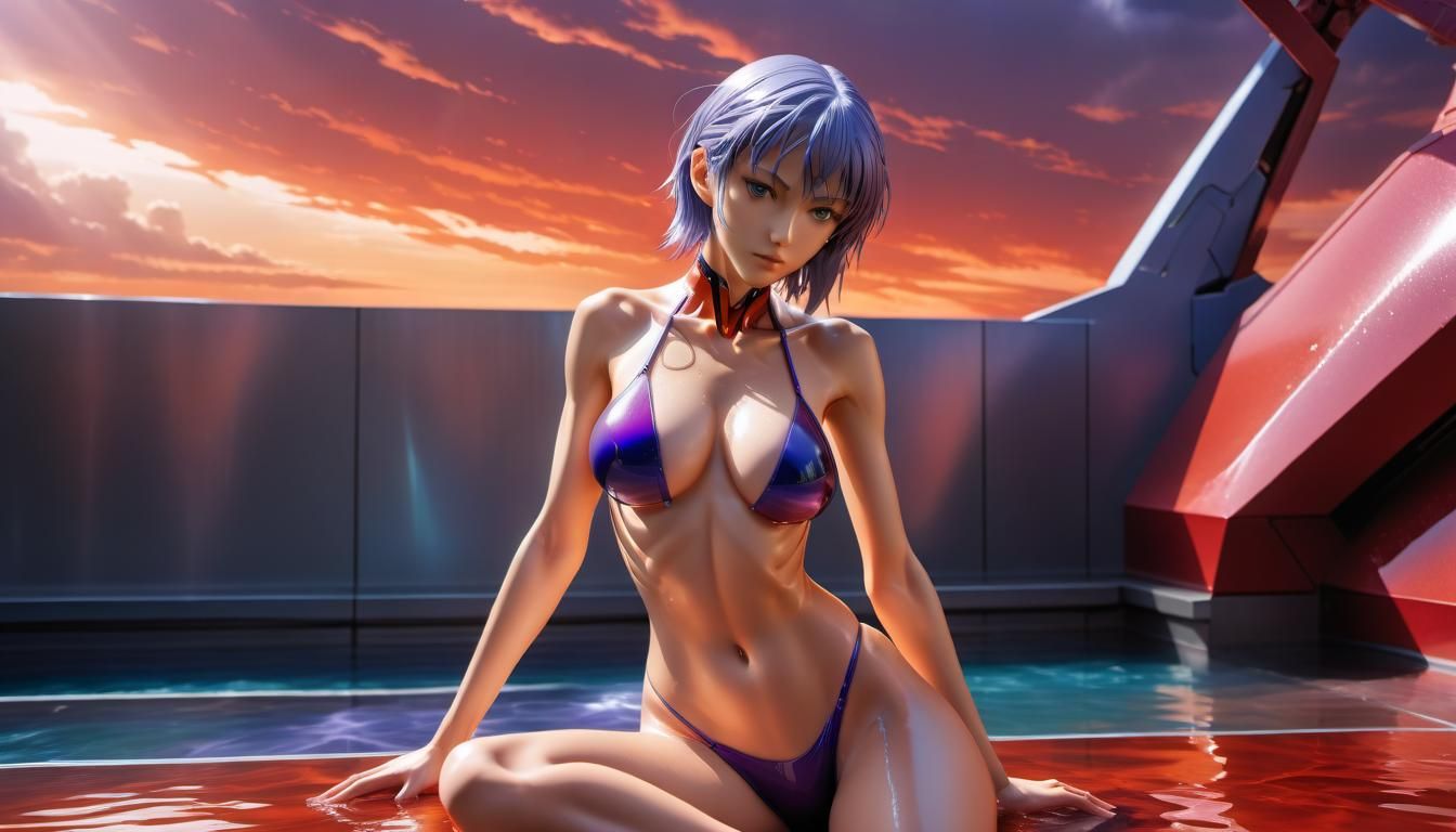 Hyperrealistic Model in Transparent Bikini: Evangelion Conce...