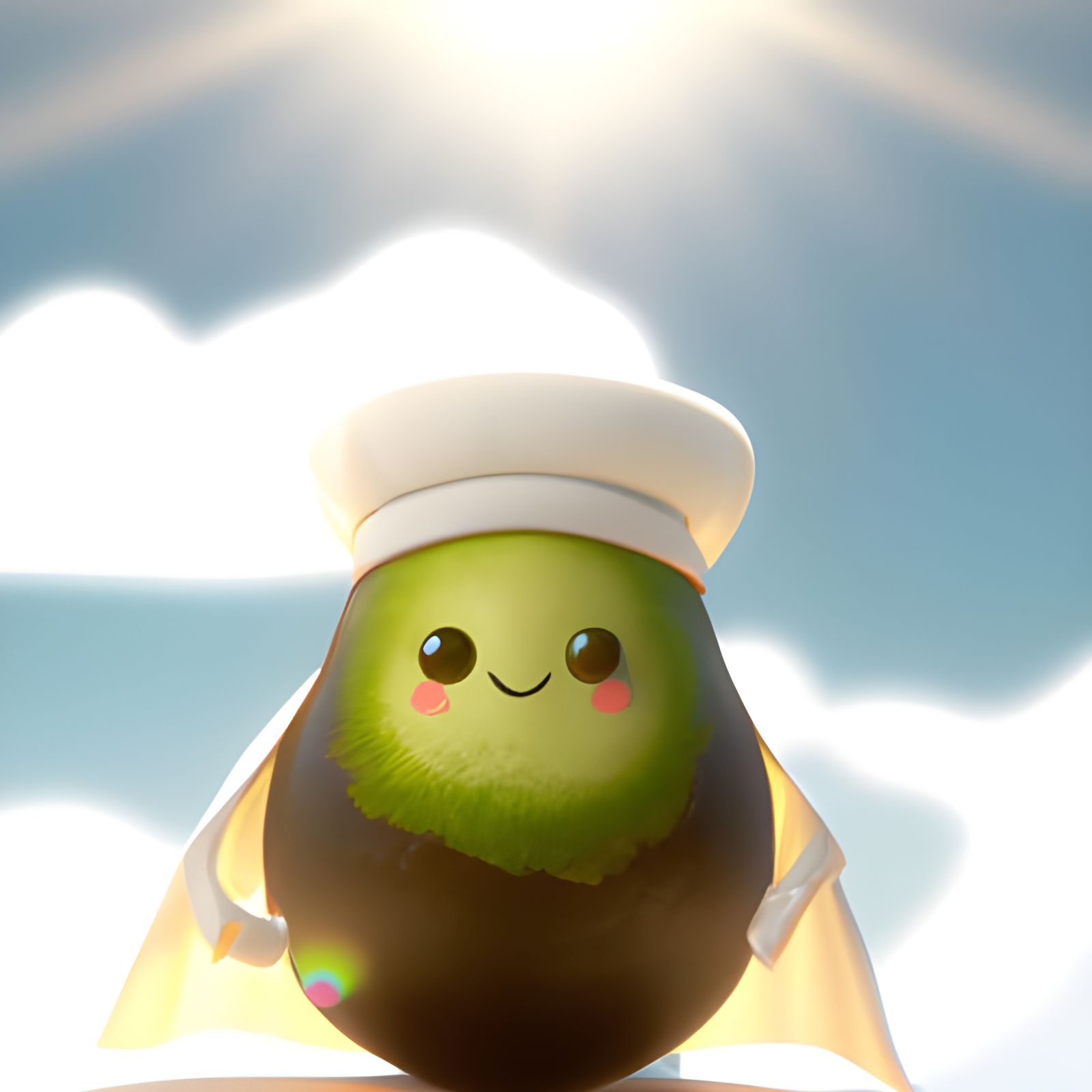Adorable Avocado with Halo in Digital Illustration