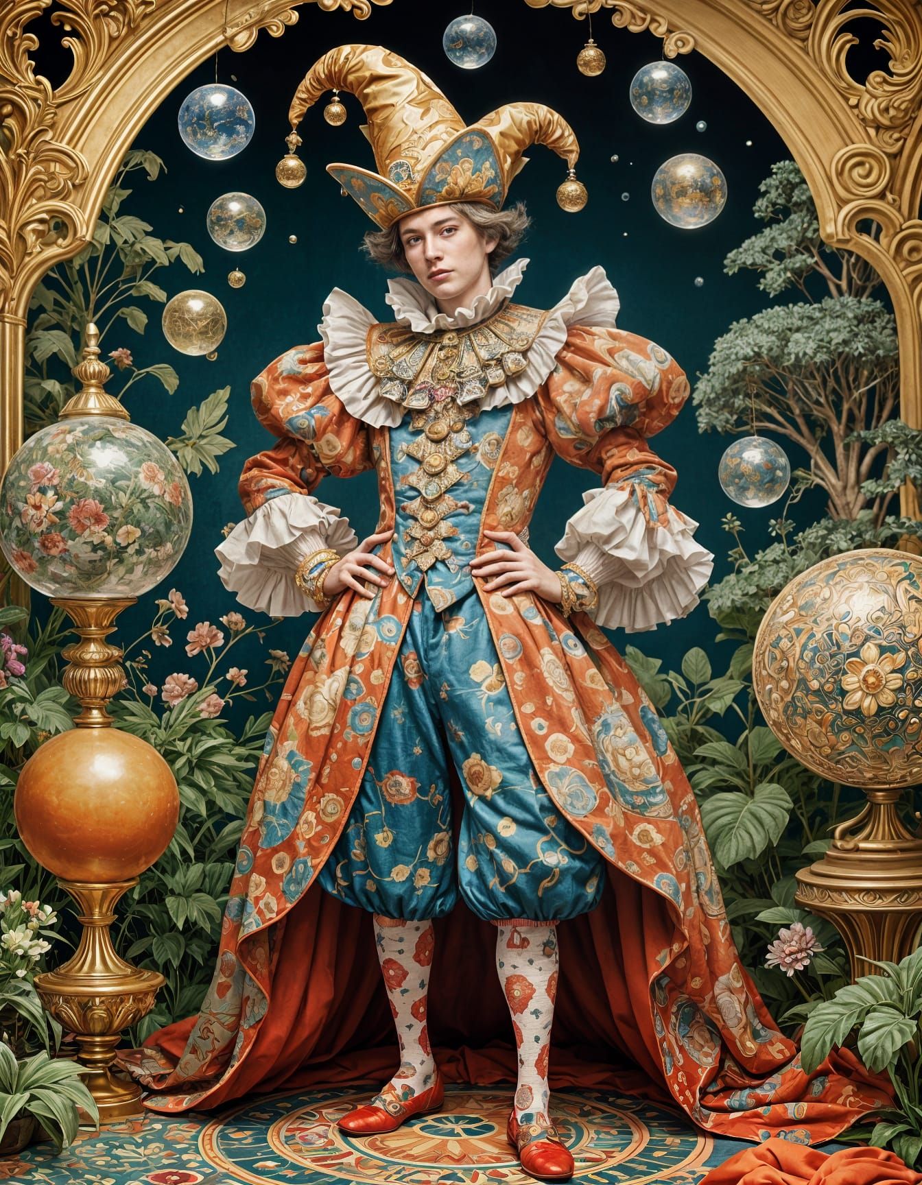 Colorful Court Jester Juggles with Whimsy