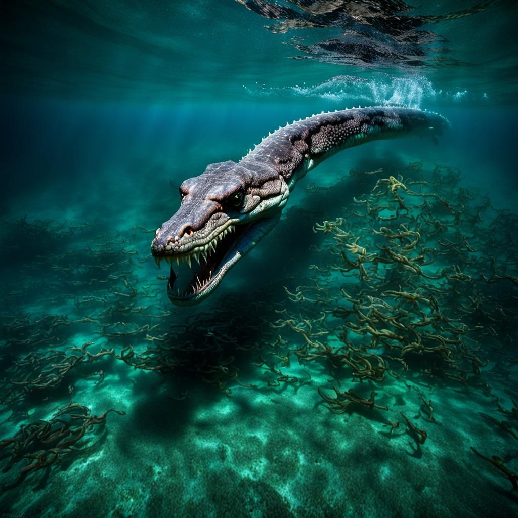 Sea Serpent Emerges: Dramatic Wide-Angle View