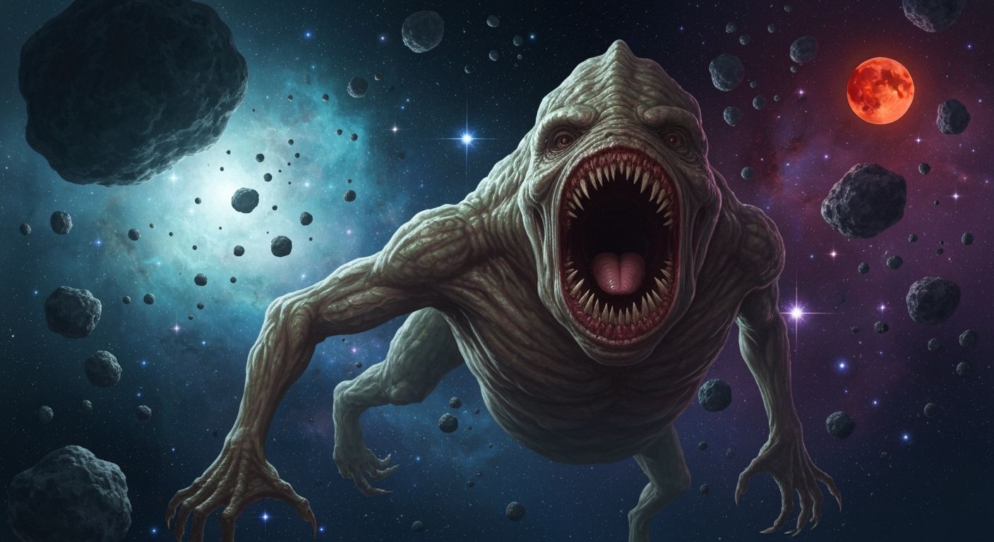 Azathoth Monster Floats in Cosmic Space