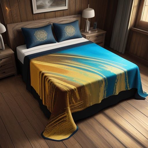 Hyperrealistic Bed with Rumpled Sheets: Digital Art