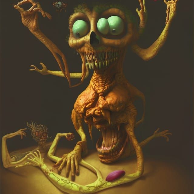 Psychedelic Jasper Nugget in Maximalist Collage Art