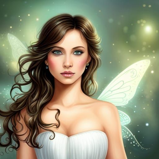 Magical Fairy with Diamond Wings in Sparkling Night