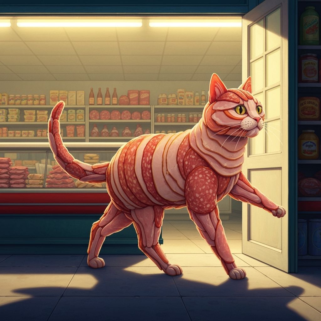 Whimsical Meat Cat Emerges From Deli Mart