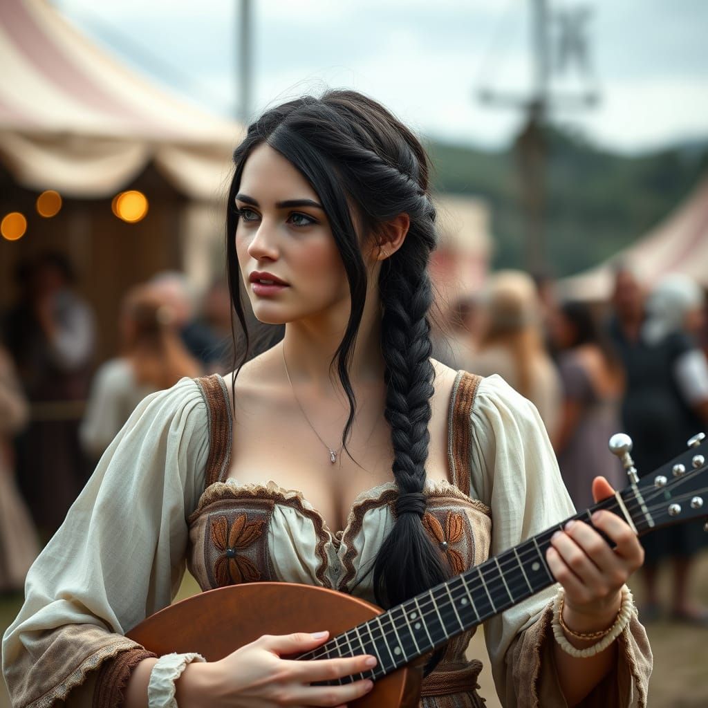 Glamorous Viking Supermodel Plays Medieval Instrument