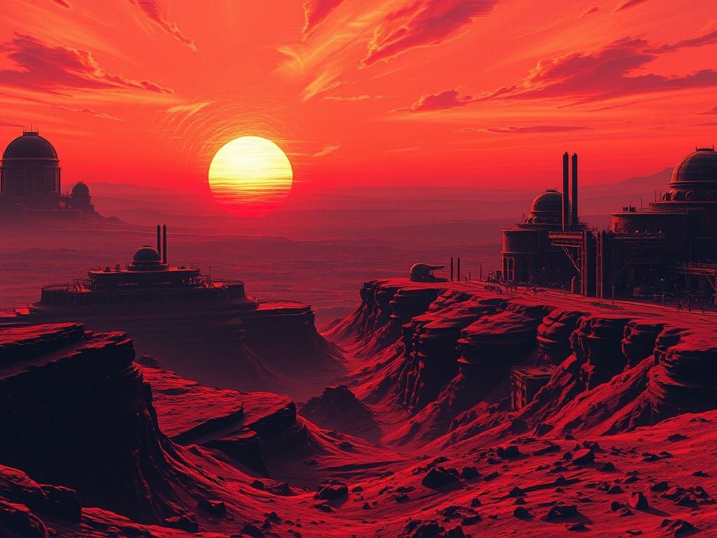 Martian Futurism in Glitch Art Style