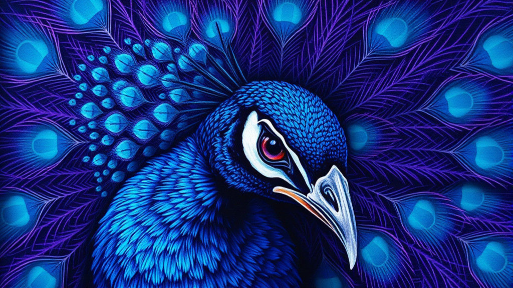 Electric Blue-Purple Hues in Hyper-Detailed Charcoal Style