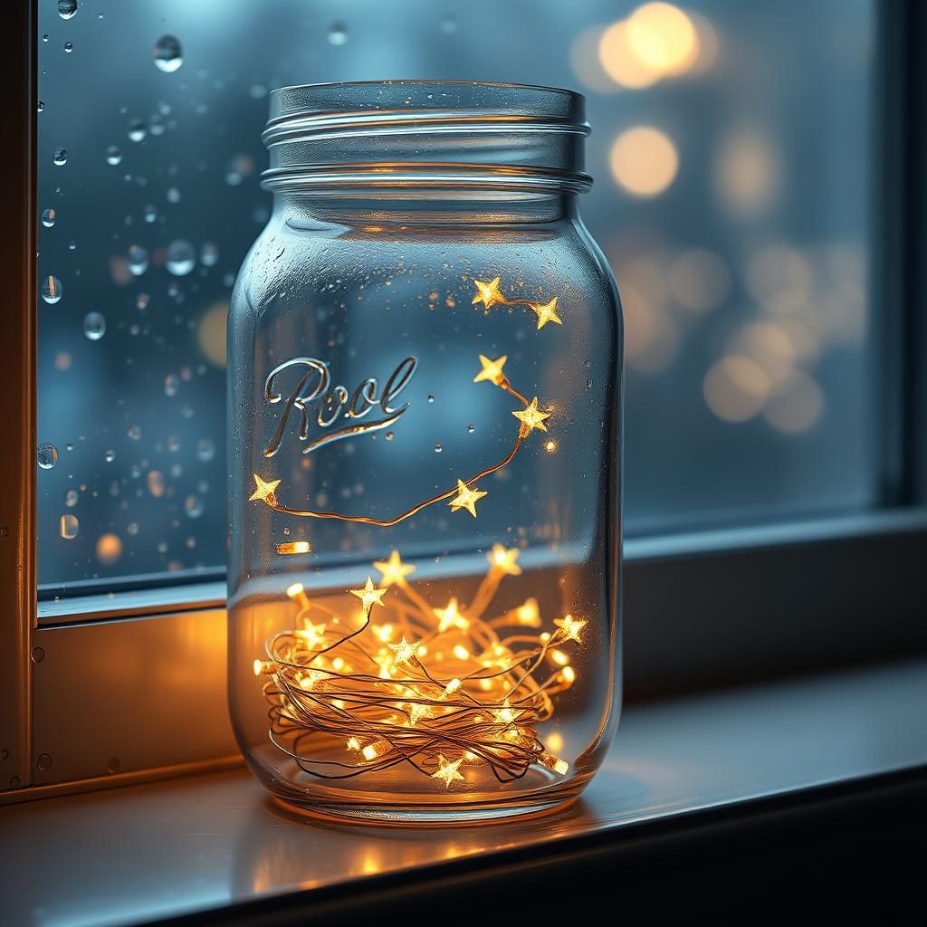 Twinkling Fairy Lights in Mason Jar: Matte Painting