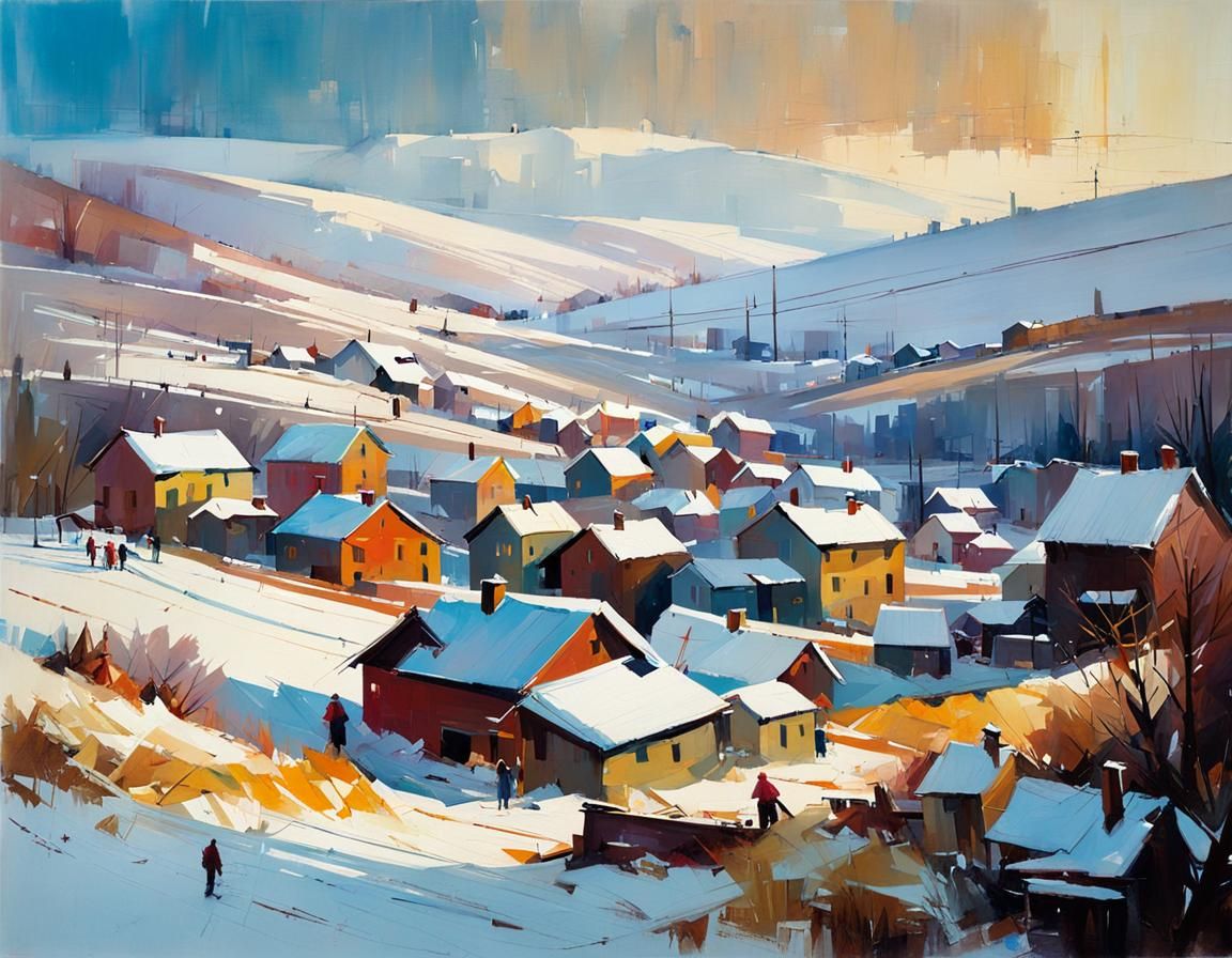 Abstract Snowscape Inspired by Klee and Griffiths