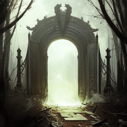 Sinister Gates to Hell in Dark Fantasy Style