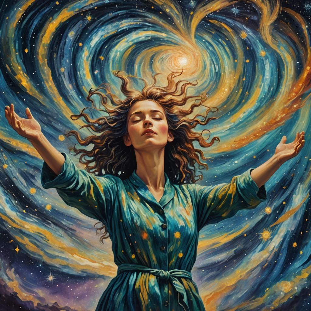 Cosmic Surrealism Portrait in Van Gogh Style