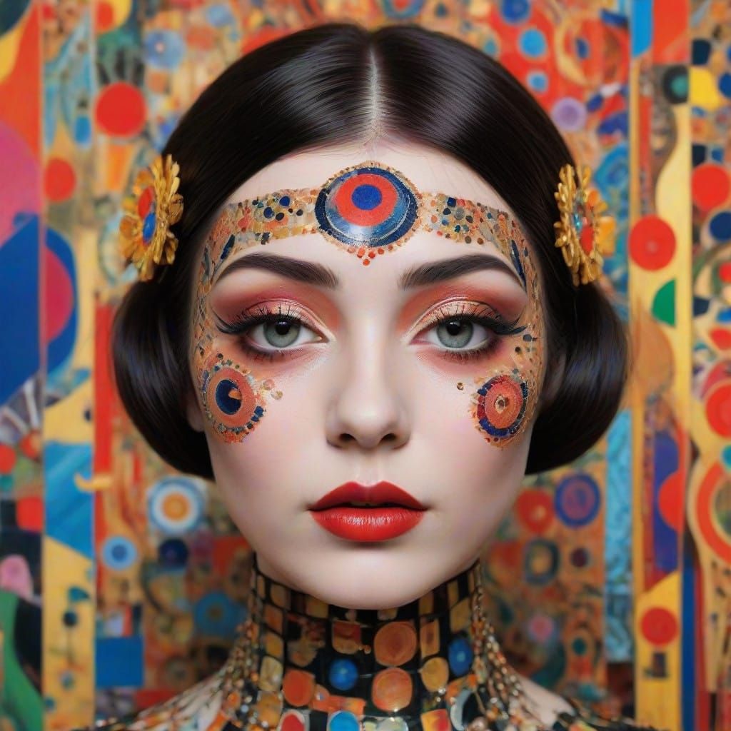 Surreal Fempunk Goddess with Fractal Patterns