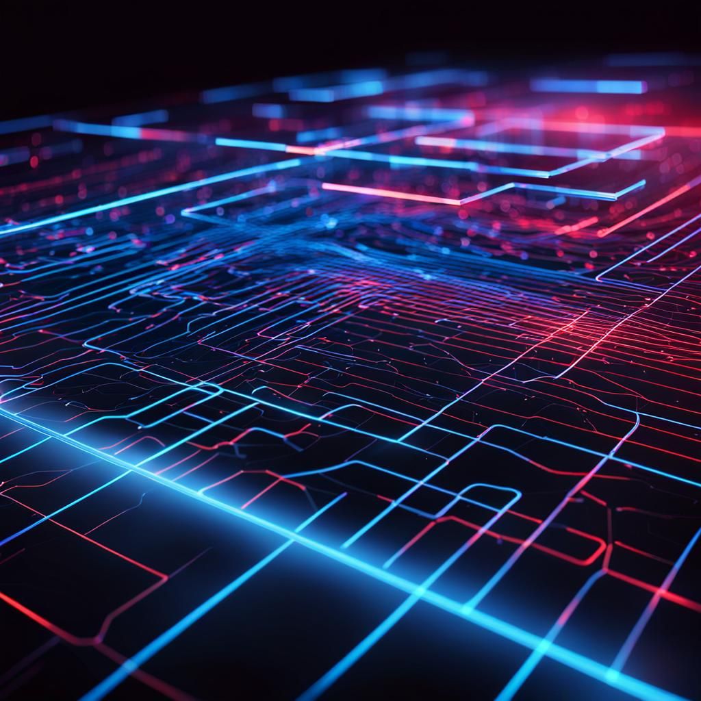 Mesmerizing Futuristic Hologram in Neon Digital Art