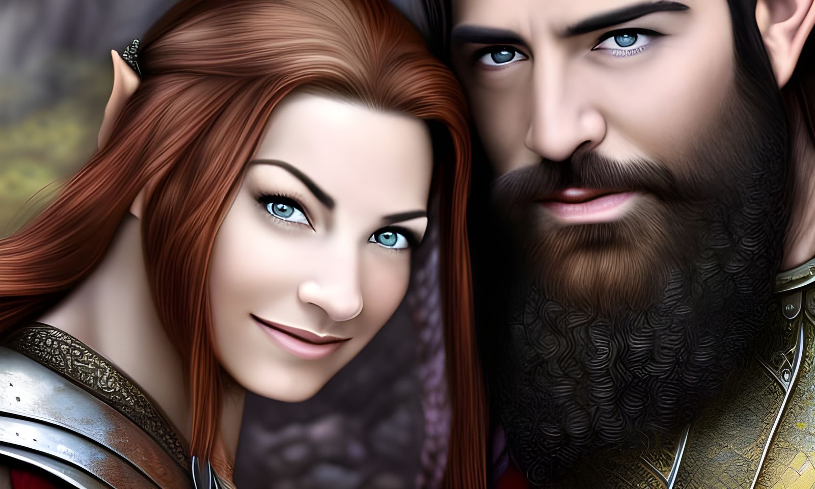 Kili and Tauriel Embrace in Misty Forest