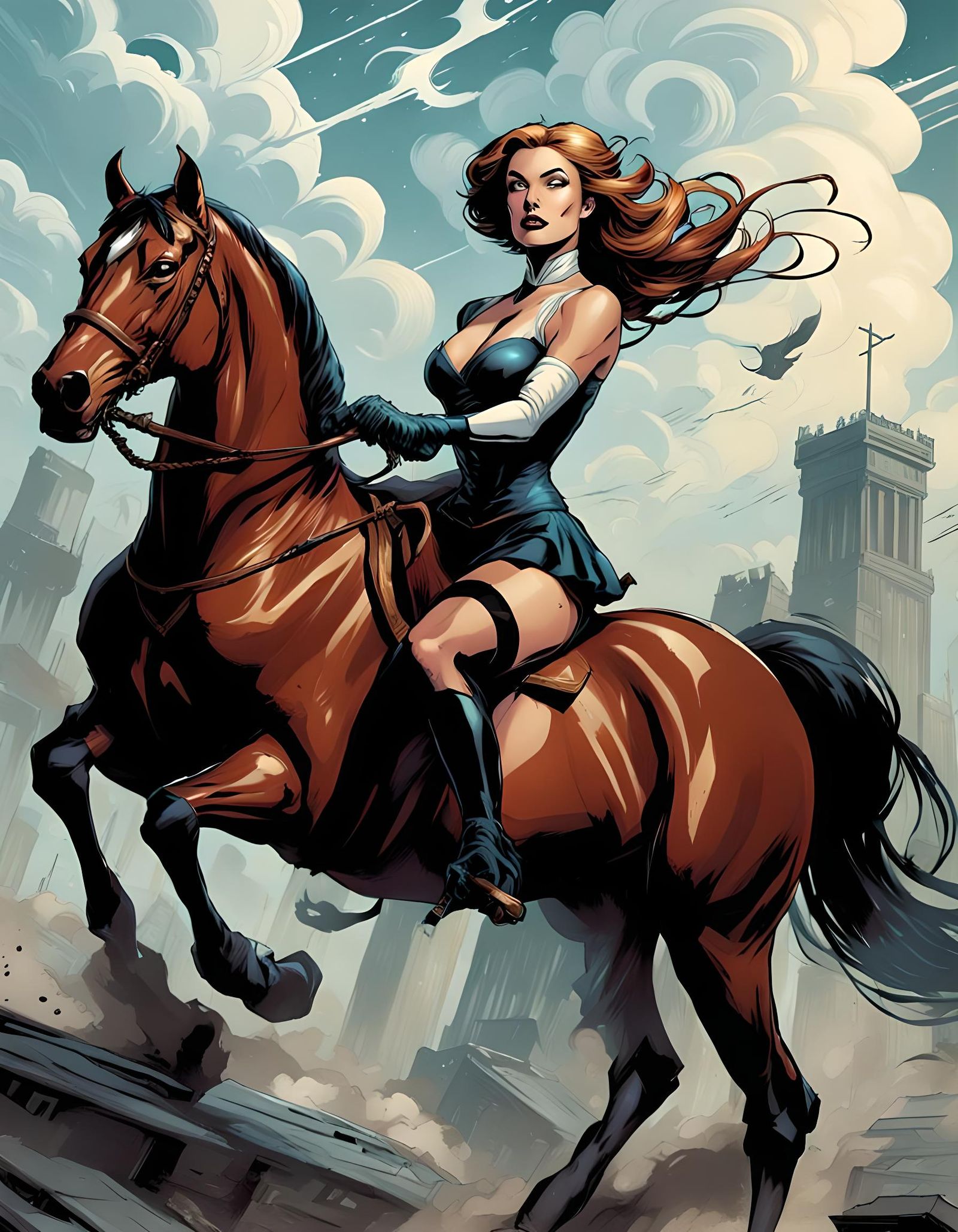 Comic Book Art of Woman in Hosiery