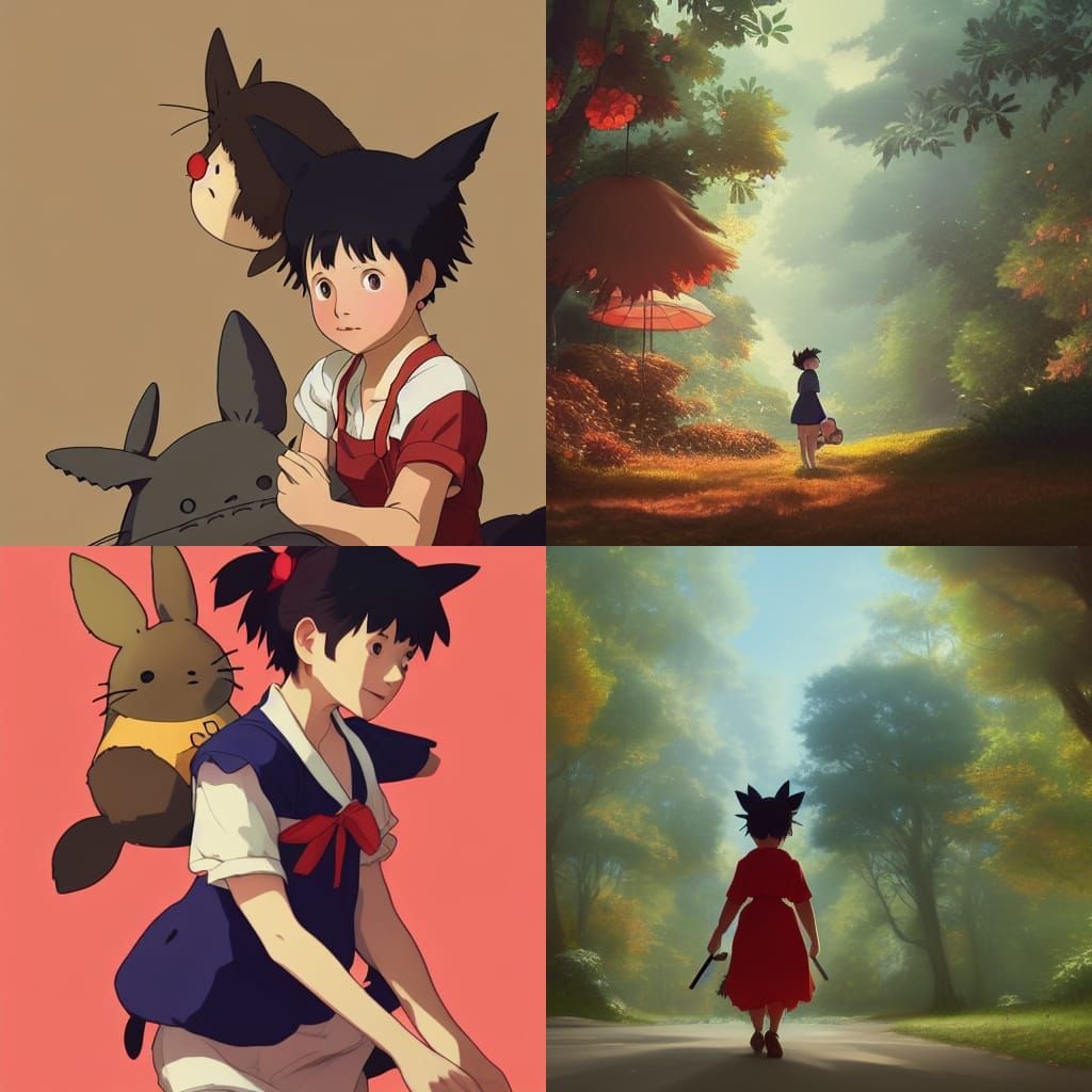 Ghibli-esque Concept Art in Orange and Teal