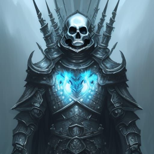 Undead Skeleton King in Ice with Blue Flames