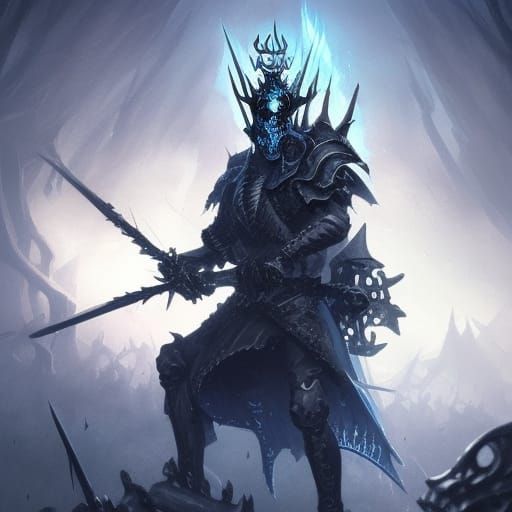 Undead Skeleton King in Ice and Blue Flames