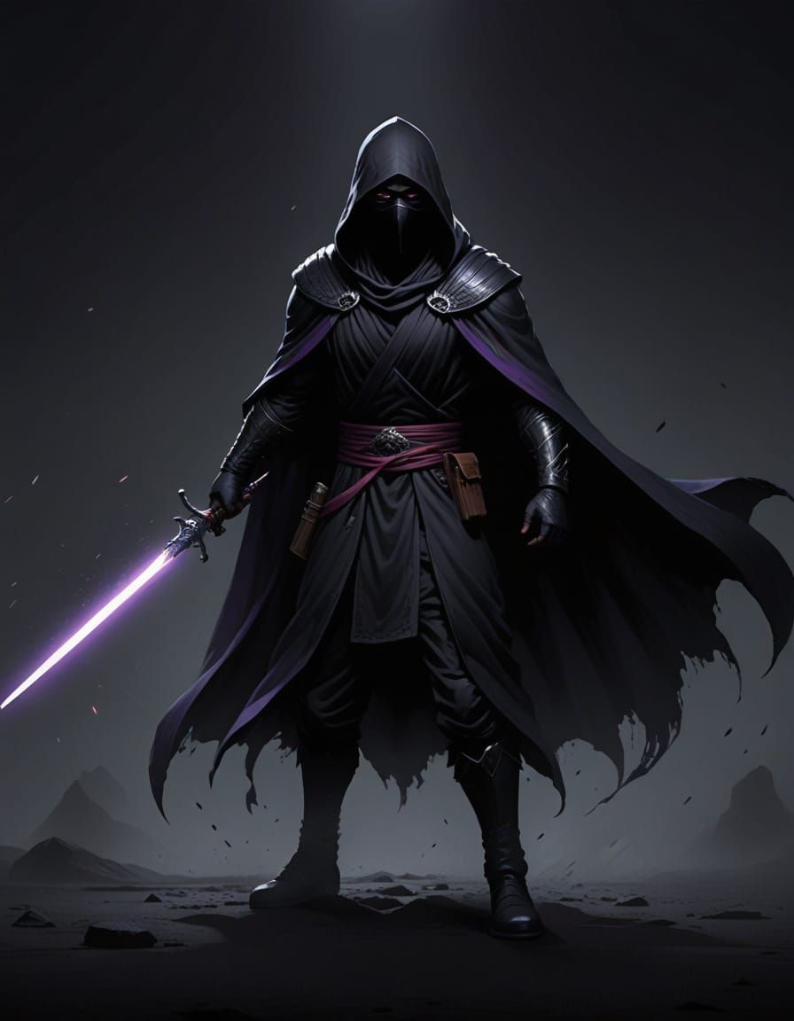 Hooded Ninja Warrior with Glowing Eyes