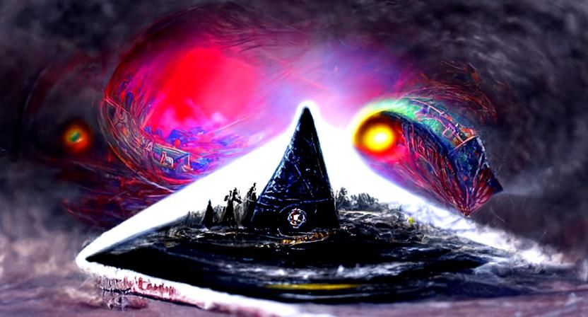 Bermuda Triangle: UFOs in Cosmic Astral Illustration