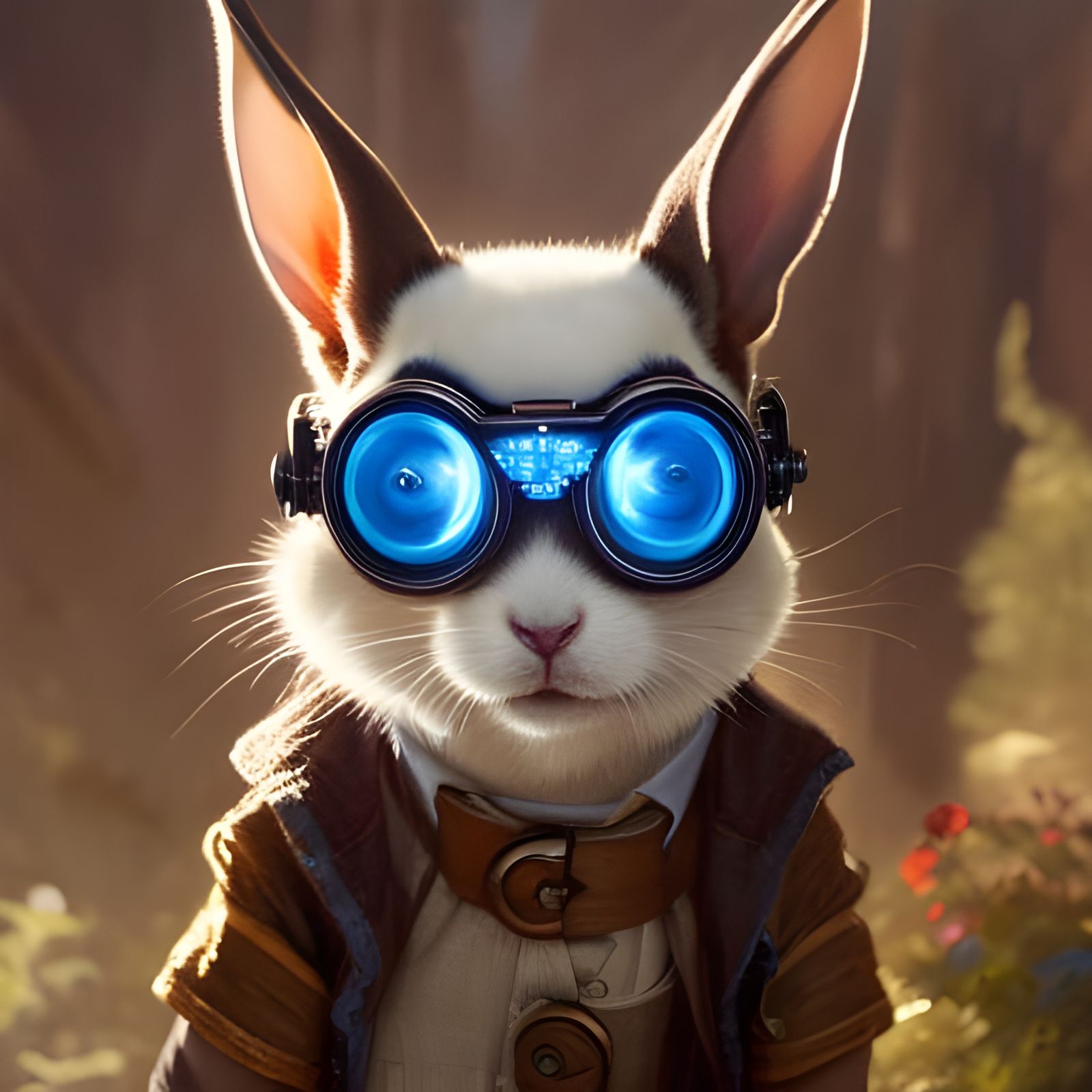 Steampunk Wizard Rabbit in Ghibli Style