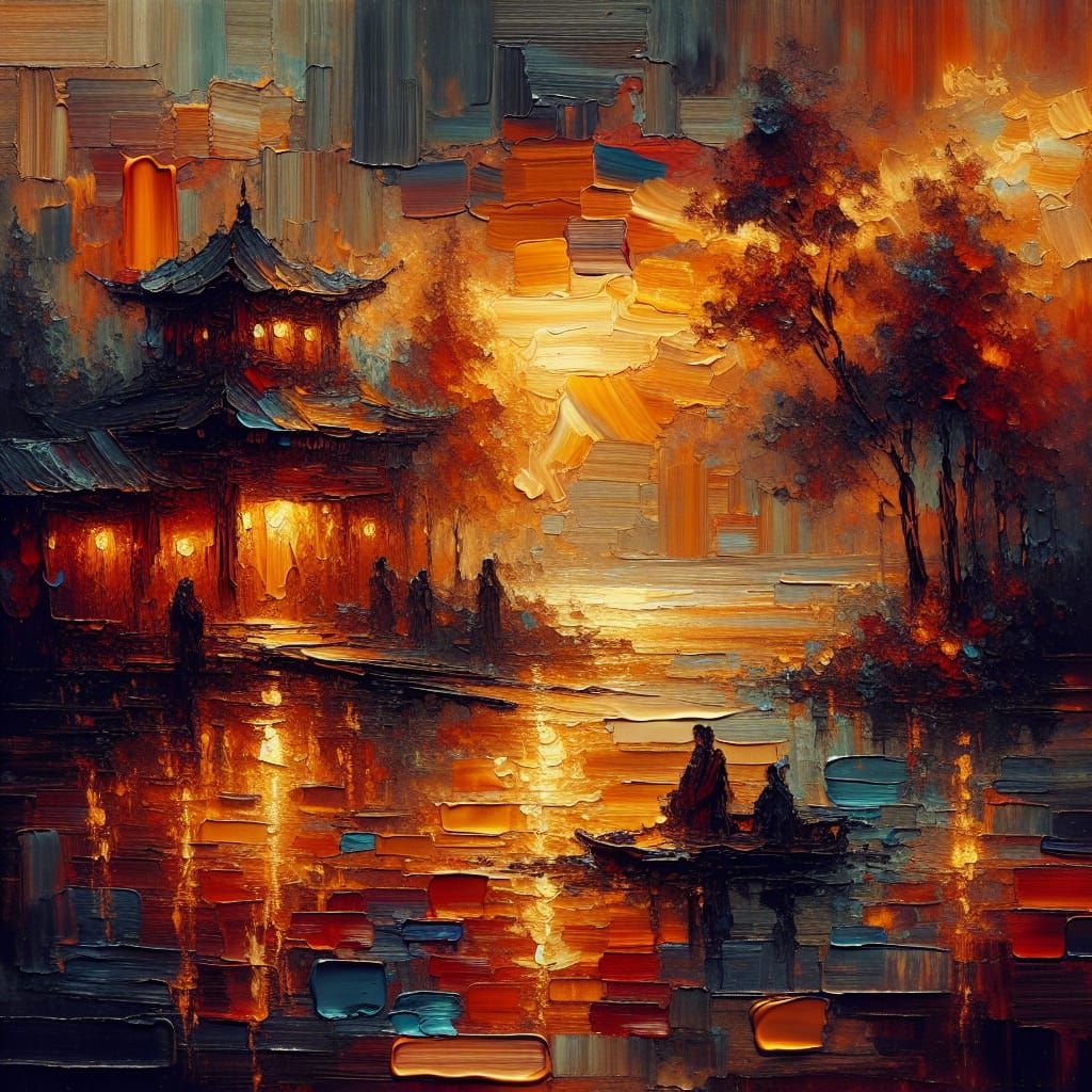 Farewell Painting with Impasto and Oriental Colors