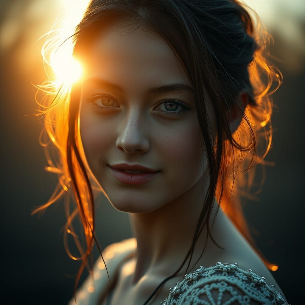 Ethereal Portrait in Warm Golden Light