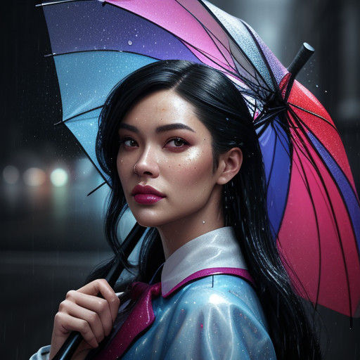 Vibrant Rainy Day Moment Captured in Hyperrealistic Splash A...
