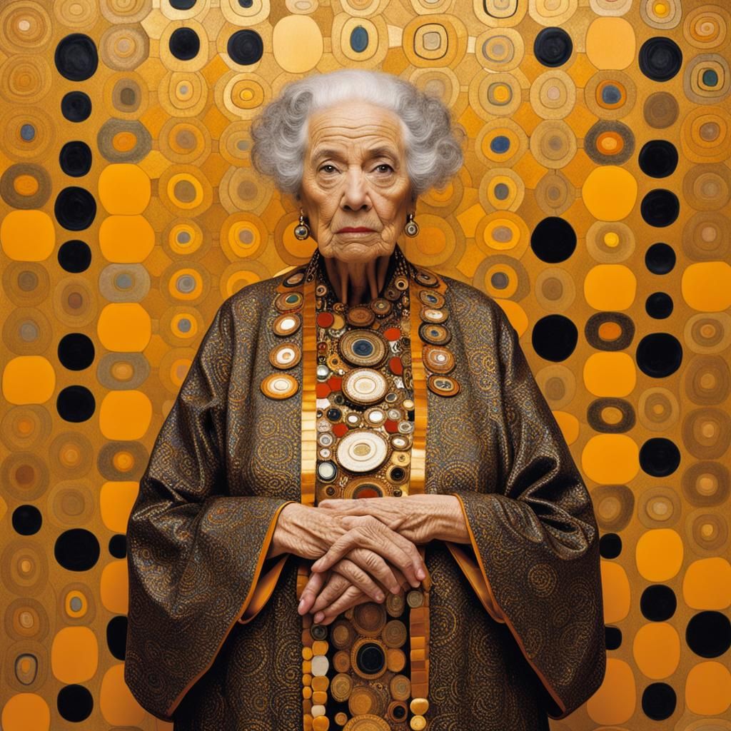 Colorful Portraits of Older Women, Klimt-Inspired